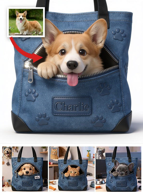 Personalized Tan and White Pembroke Welsh Corgi Tote Bag for Dog Lovers