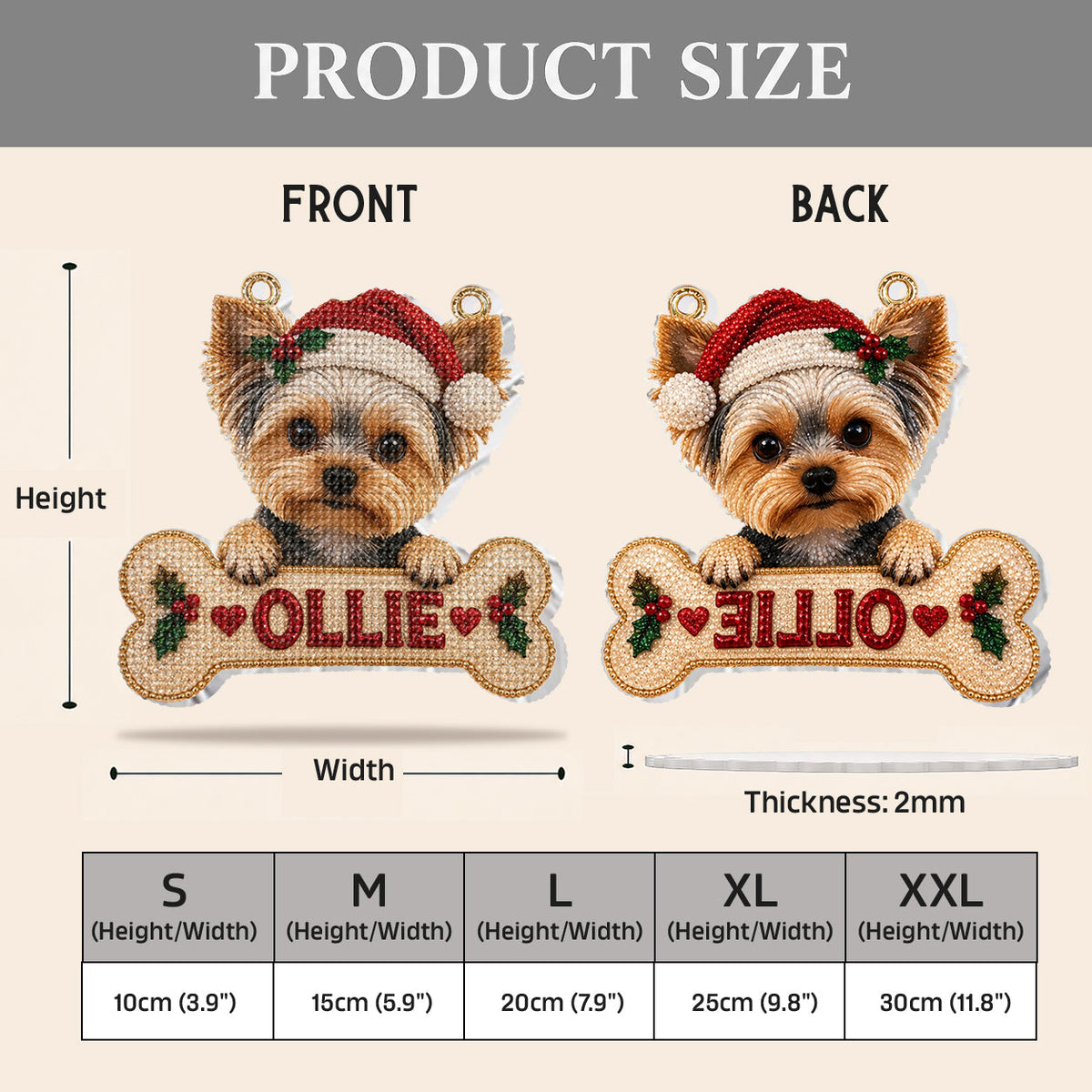 Personalized Christmas Tricolor Adult Beagle Diamond Painting Ornament Kit