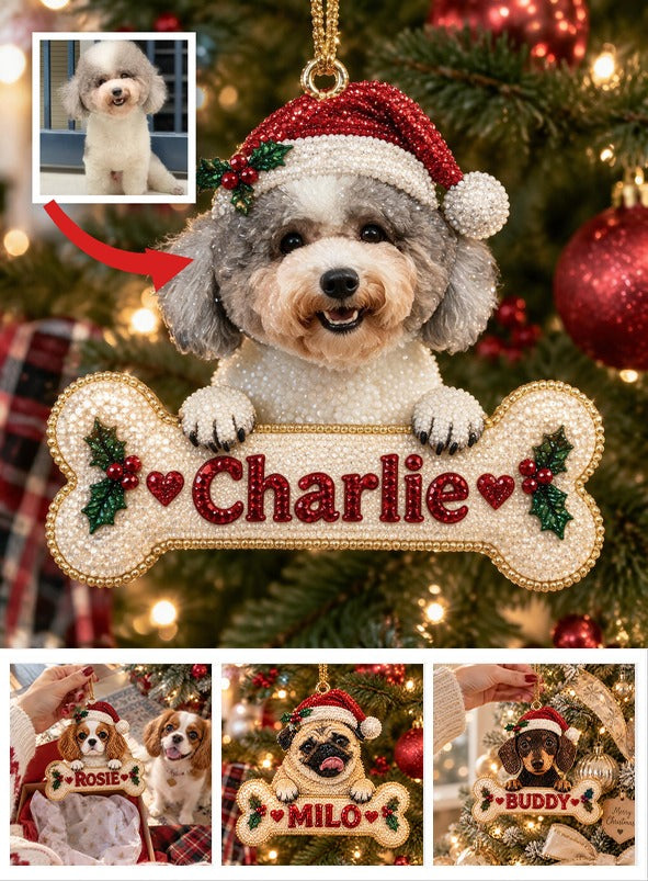 Personalized Christmas Curly Fur Poodle Diamond Painting Ornament Kit
