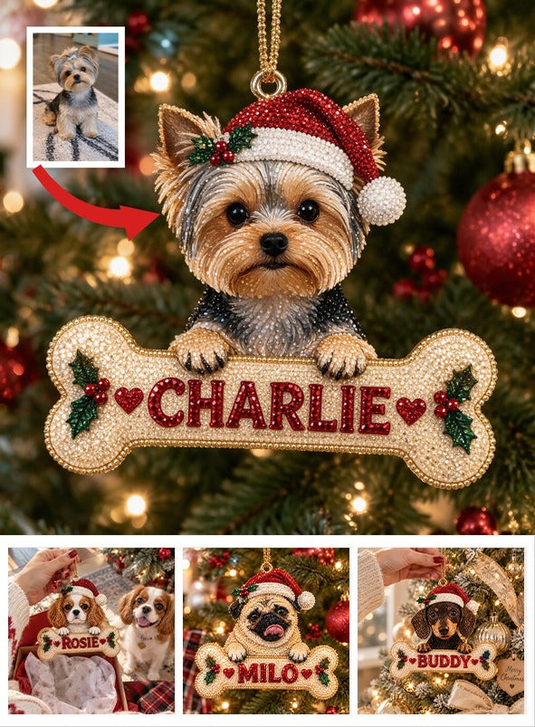 Personalized Christmas Yorkshire Terrier Diamond Painting Ornament Kit Dog Lover Gift