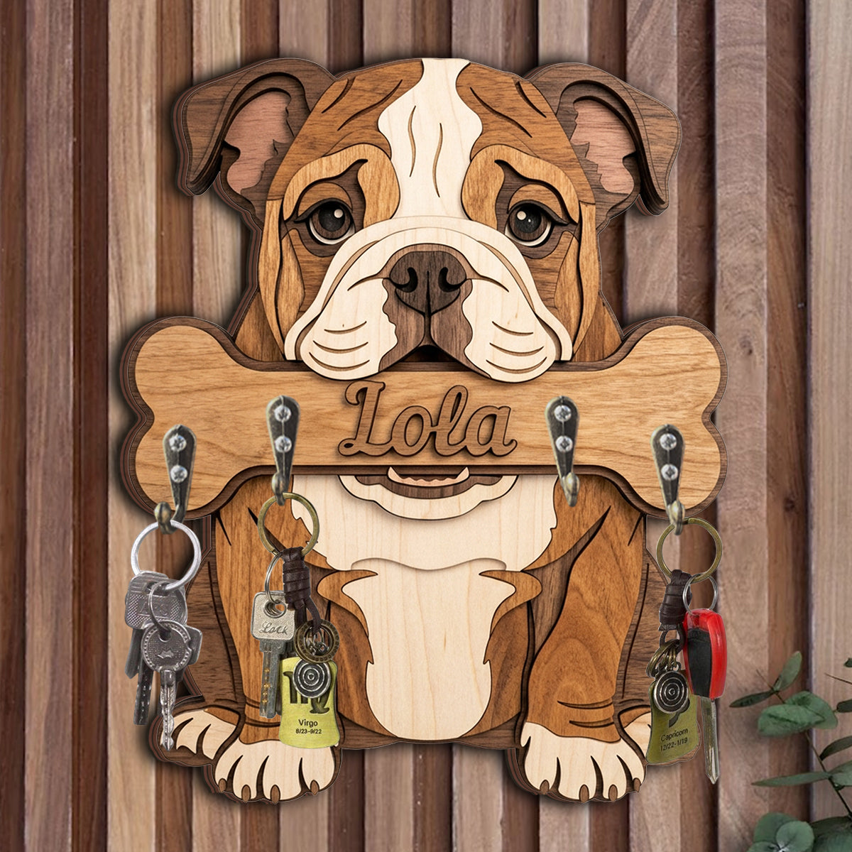 Personalized Black and Tan Yorkshire Terrier Wooden Key Rack Dog Lover Gift