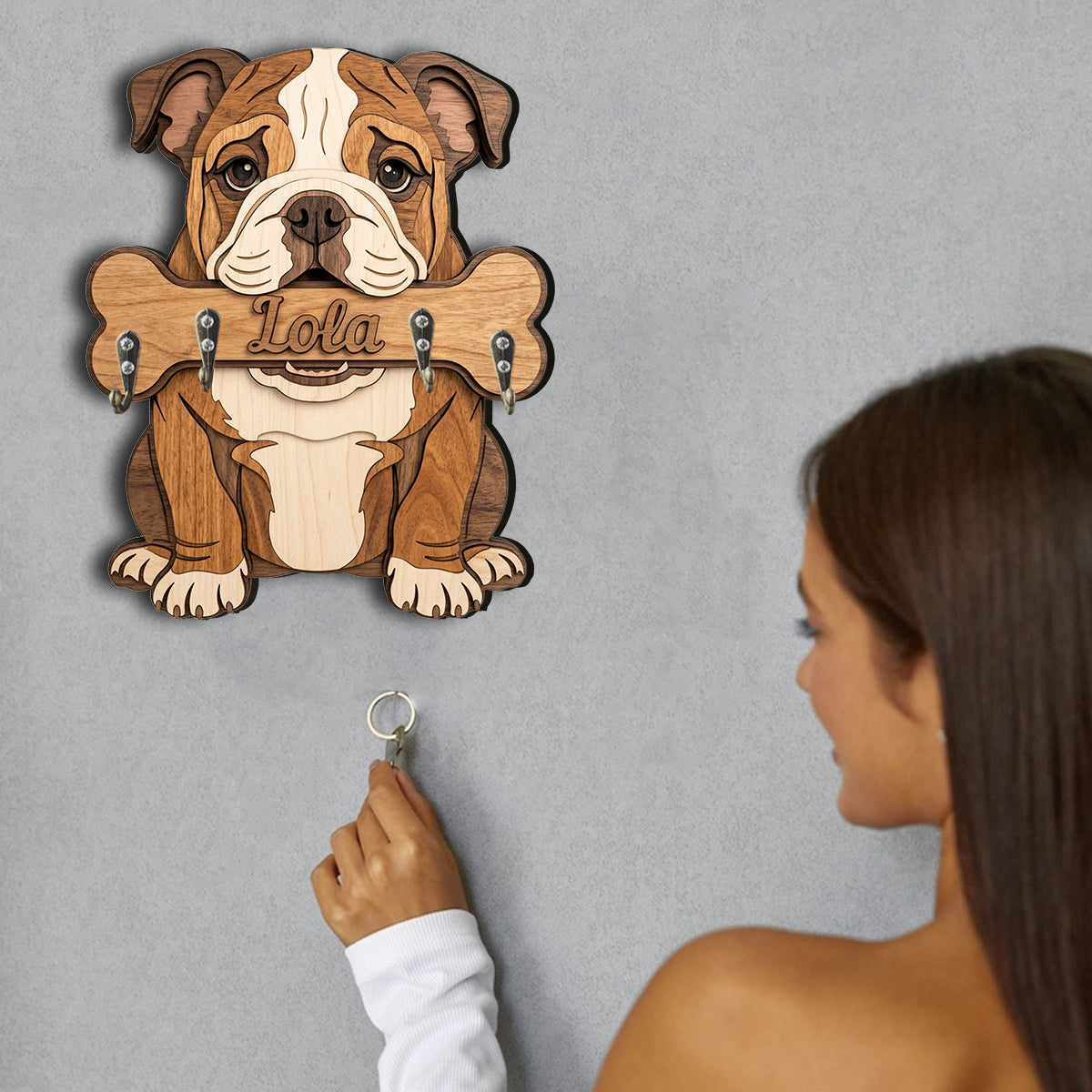 Personalized Golden Retriever Wooden Key Rack Wall Hanger Dog Owner Gift