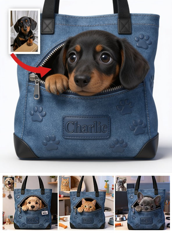Personalized Black and Tan Dachshund Puppy Tote Bag Dog Lover Gift