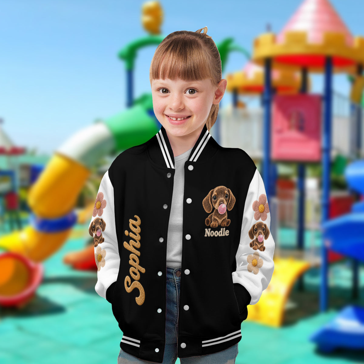 Personalized Adult Tan and White Pembroke Welsh Corgi Varsity Jacket