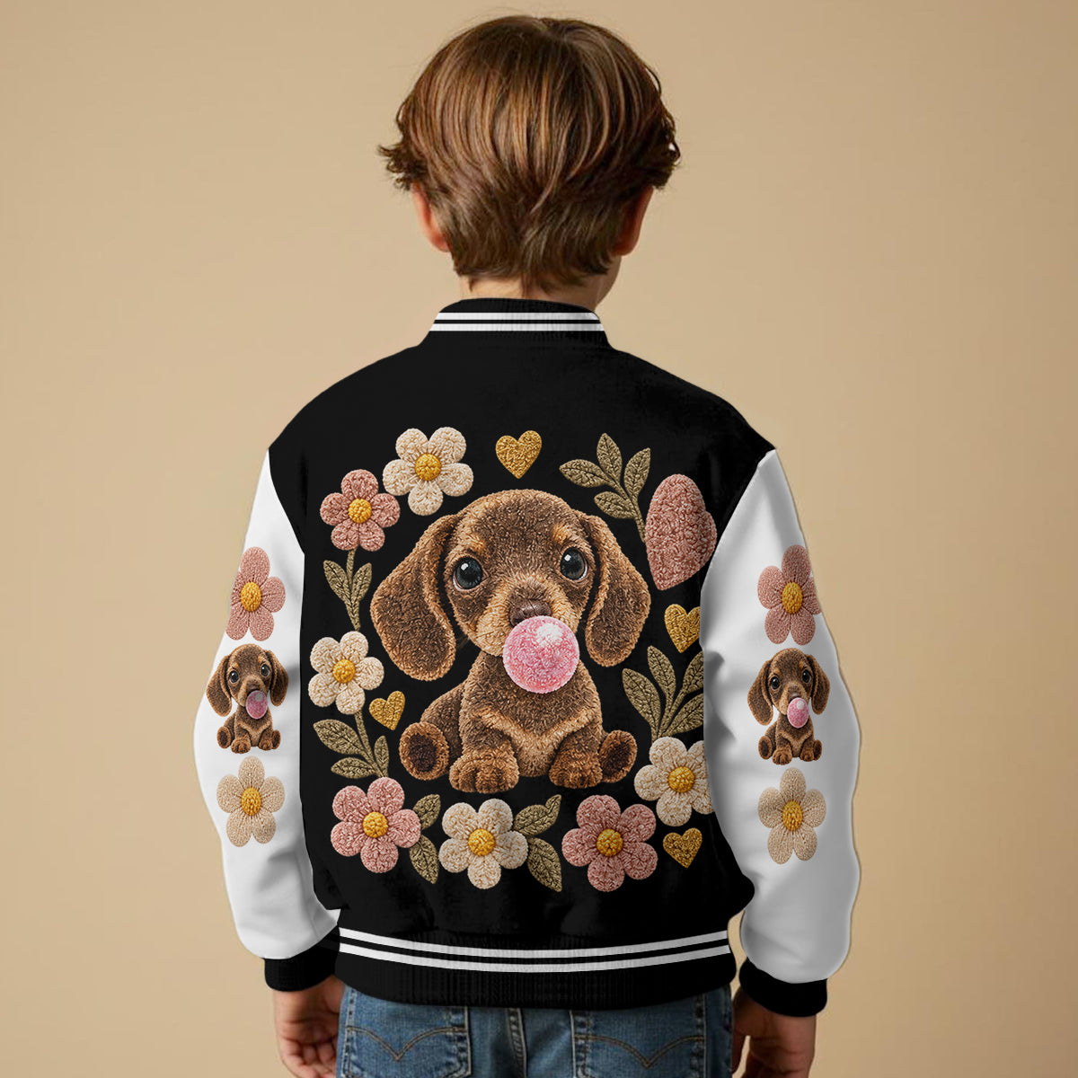 Personalized Tan & White Adult Shiba Inu Varsity Jacket Dog Owner Gift