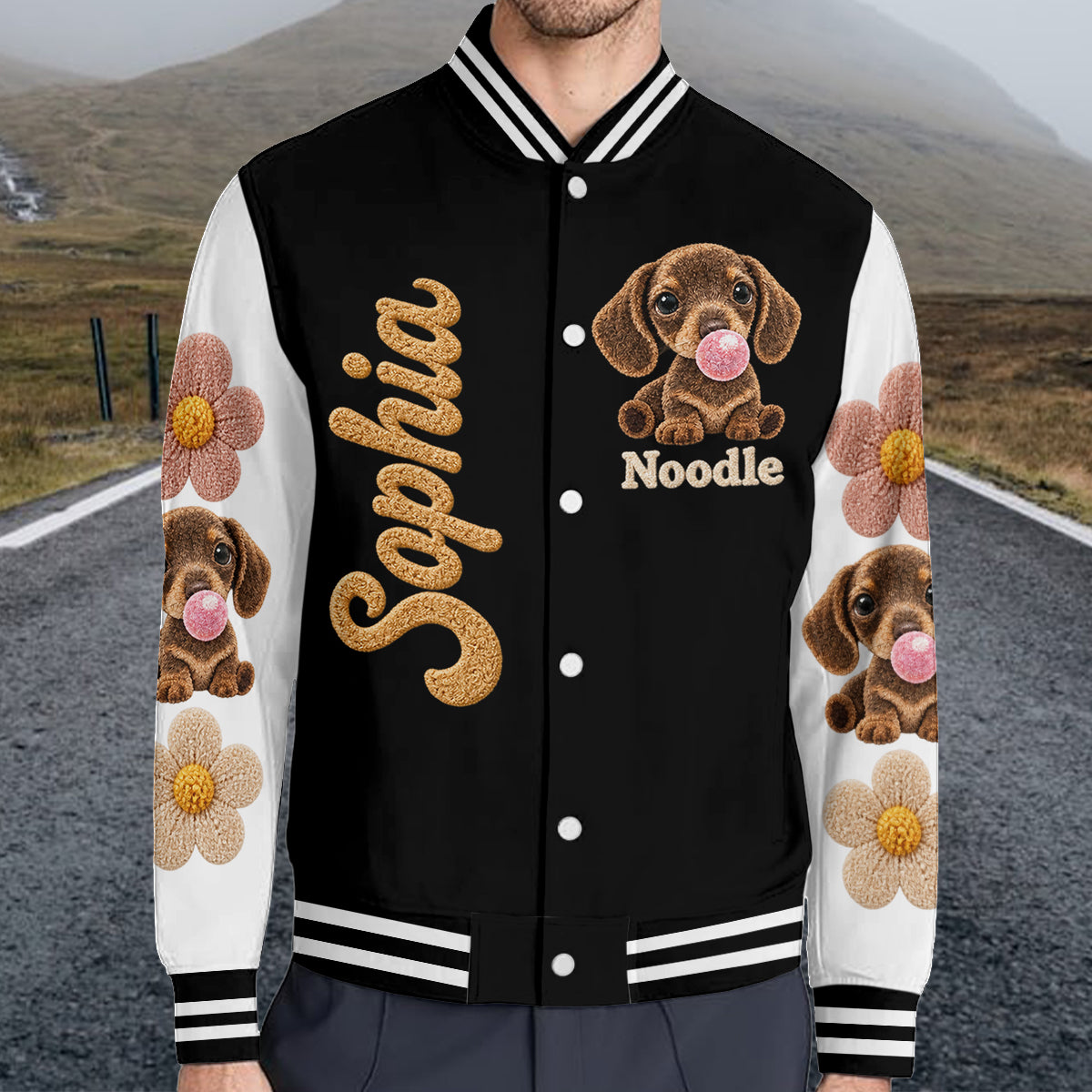 Personalized Black and White Spotted Dalmatian Varsity Jacket Dog Lover Gift