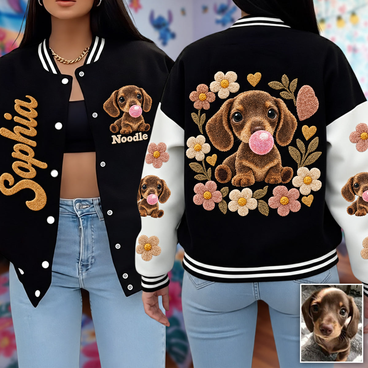 Personalized Adult Black and Tan German Shepherd Varsity Jacket Dog Owner Gift
