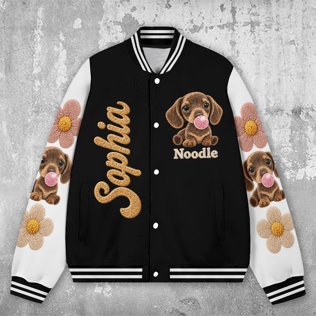 Personalized Fawn Pug Varsity Jacket Dog Owner Streetwear Gift