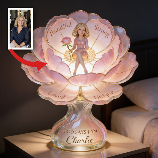 Personalized Middle-Aged Woman Self Love Acrylic LED Night Light, Wife Grandma Gift
