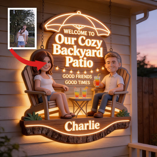 Personalized Couple Backyard Patio LED Light Acrylic Sign