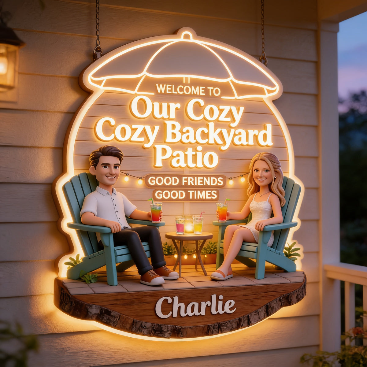 Personalized Wedding Couple Backyard Patio LED Acrylic Sign Home Decor Gift