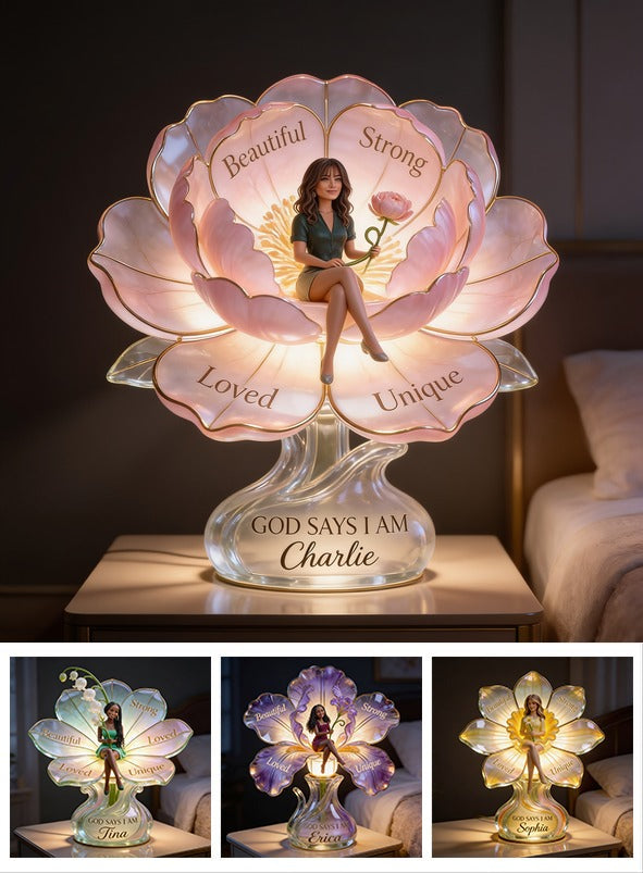 Personalized Middle-Aged Latina Woman Acrylic LED Night Light Self Love Gift