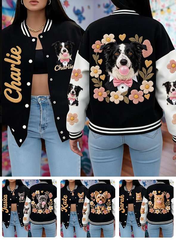 Personalized Border Collie Varsity Jacket Custom Pet Owner Streetwear