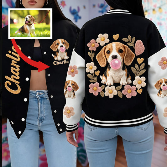 Personalized Tricolor Adult Beagle Varsity Jacket Dog Lover Streetwear