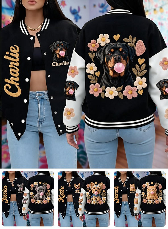 Personalized Black and Tan Adult Rottweiler Varsity Jacket Dog Owner Gift