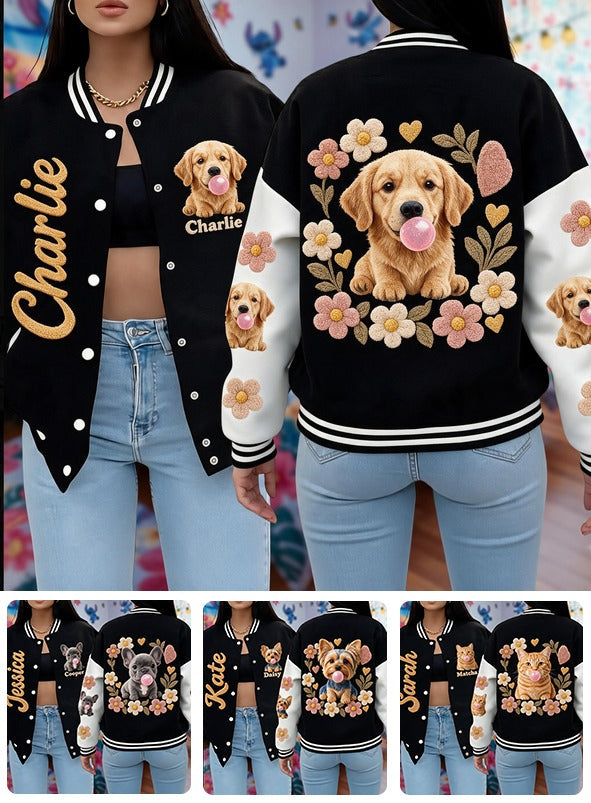 Personalized Adult Golden Retriever Varsity Jacket Custom Dog Lover Outerwear