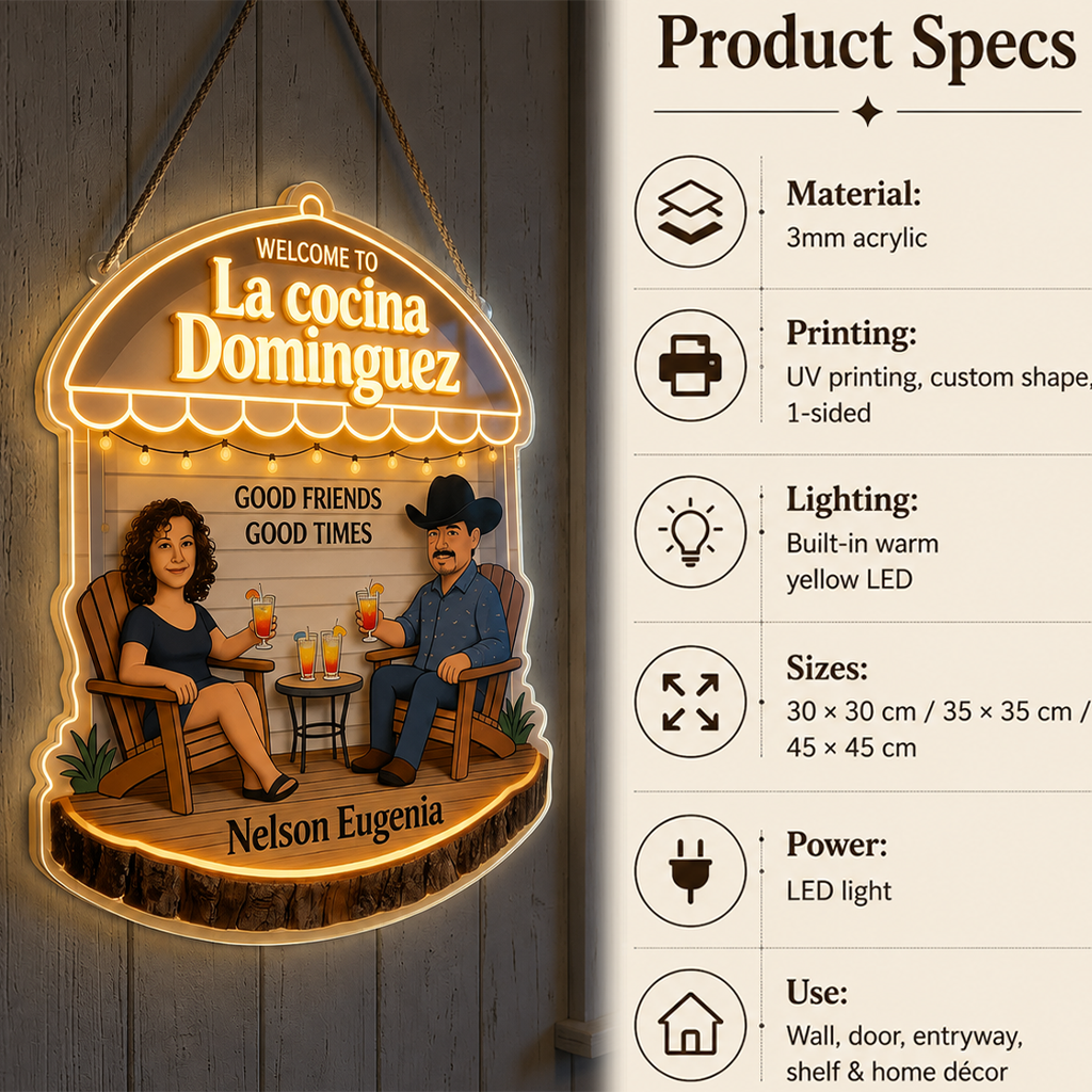 Personalized Older Couple Backyard LED Light Acrylic Sign Patio Home Decor