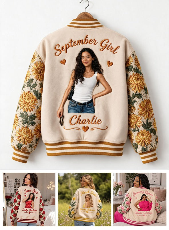 Personalized Latina Woman Floral Varsity Jacket Self Love Gift for Her