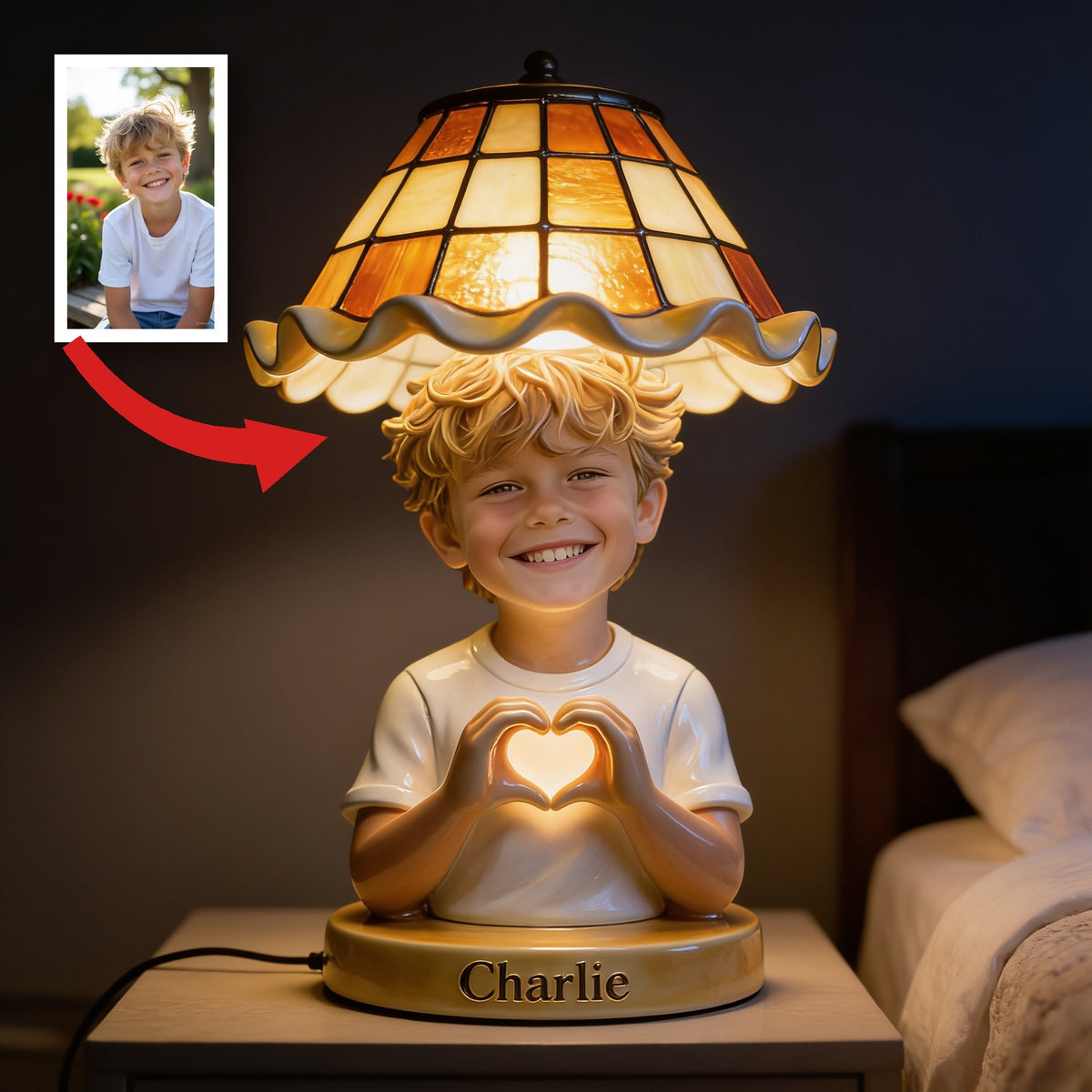 Personalized Little Boy Acrylic LED Night Light Custom Bedroom Gift for Son Grandson