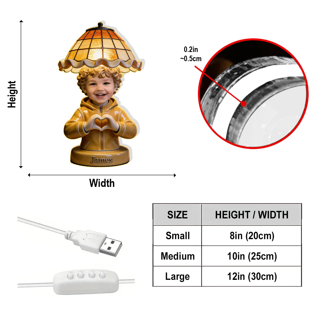 Personalized Latino Little Boy Acrylic LED Night Light Son Grandson Nephew Gift