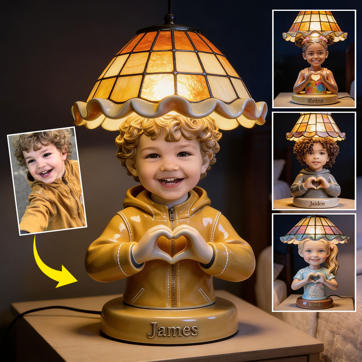 Personalized Latino Little Boy Acrylic LED Night Light Son Grandson Nephew Gift