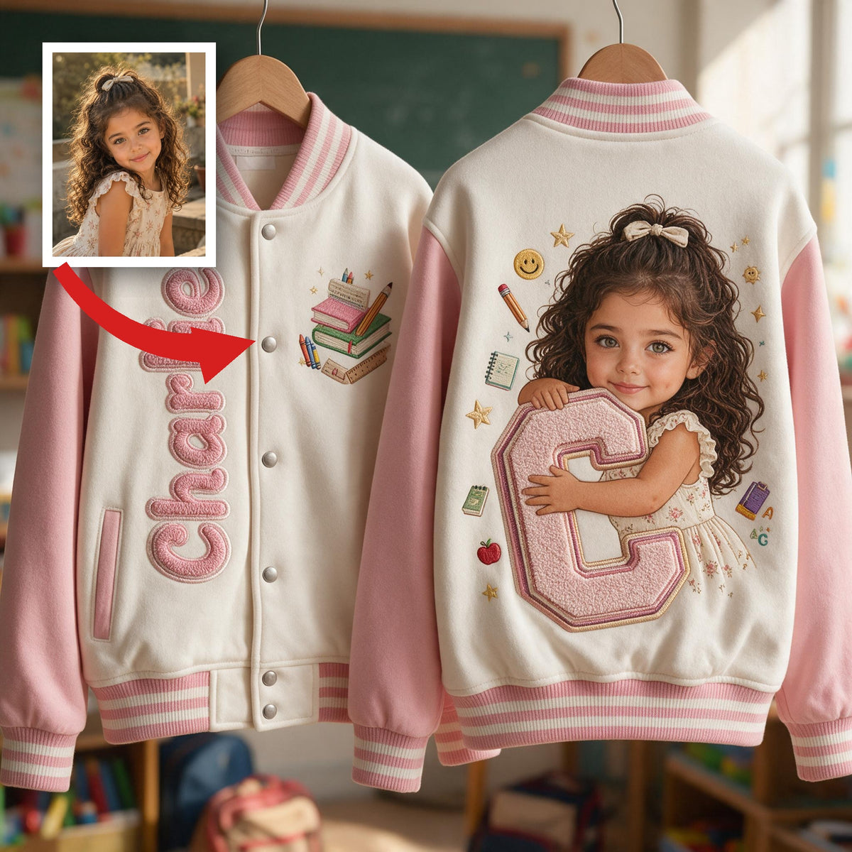 Personalized Latina Little Girl Varsity Jacket Custom Name Gift for Daughter Granddaughter Niece