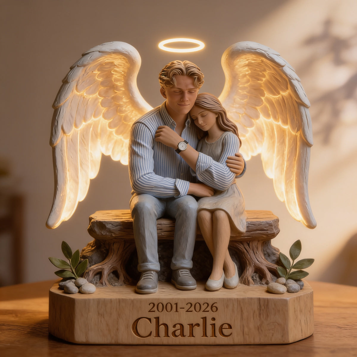 Personalized Memorial Angel Man 2001-2026 Acrylic LED Night Light