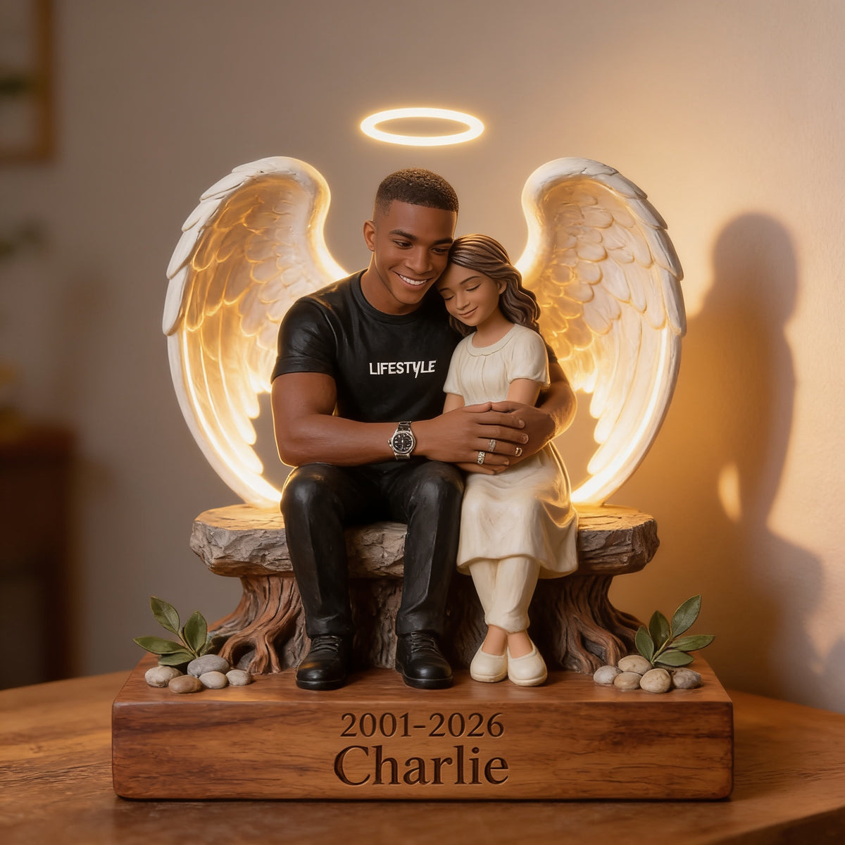 Personalized Memorial Black Man 2001-2026 Acrylic LED Night Light