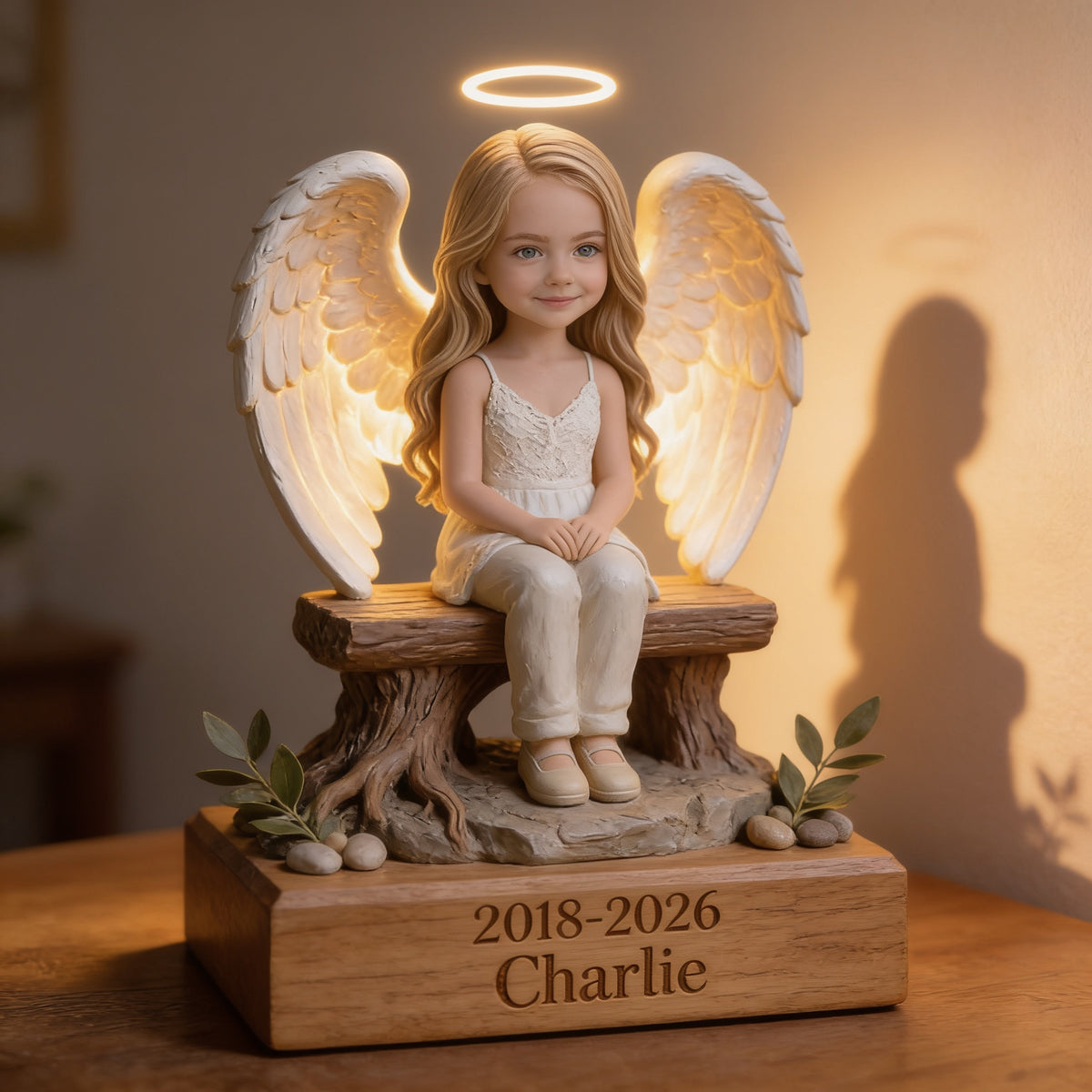 Personalized Memorial Little Girl Angel Acrylic LED Night Light 2018-2026