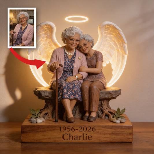 Personalized Memorial Older Black Woman Acrylic LED Night Light 1956-2026 Keepsake