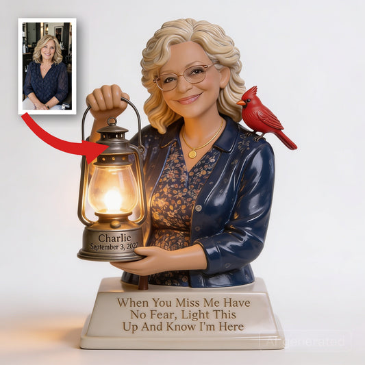 Personalized Middle-Aged Woman Memorial Acrylic LED Night Light, Mom Wife Remembrance Gift