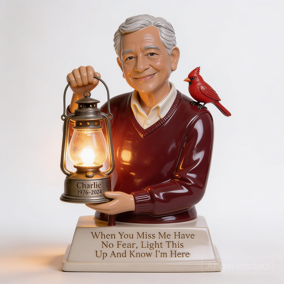 Personalized Older Latino Man Grandfather Memorial Acrylic LED Night Light
