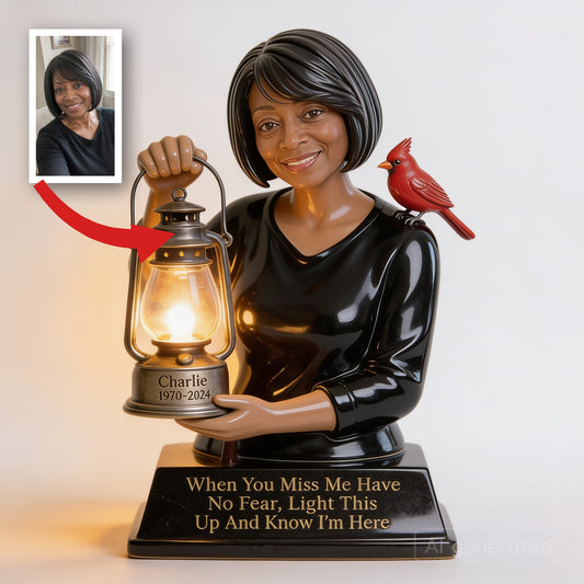 Personalized Middle-Aged Black Woman Memorial LED Night Light, Mom Wife Keepsake