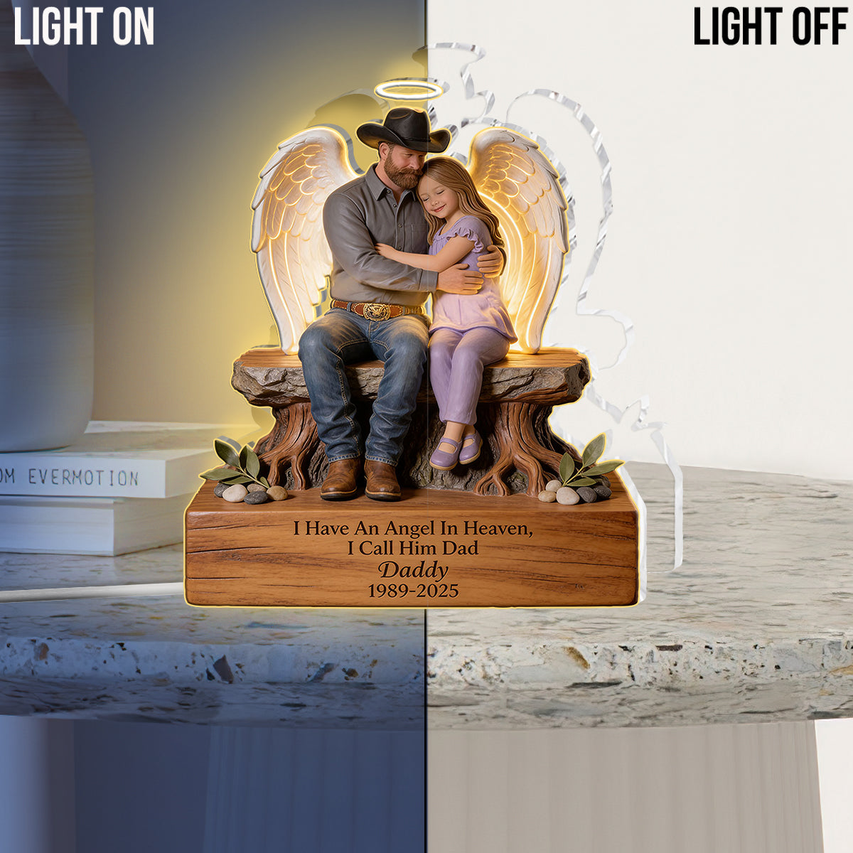 Personalized Memorial Little Girl Angel Acrylic LED Night Light 2018-2026