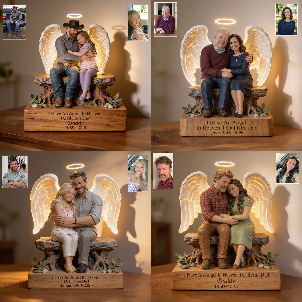 Personalized Memorial Older Latino Man 1956-2026 Acrylic LED Night Light