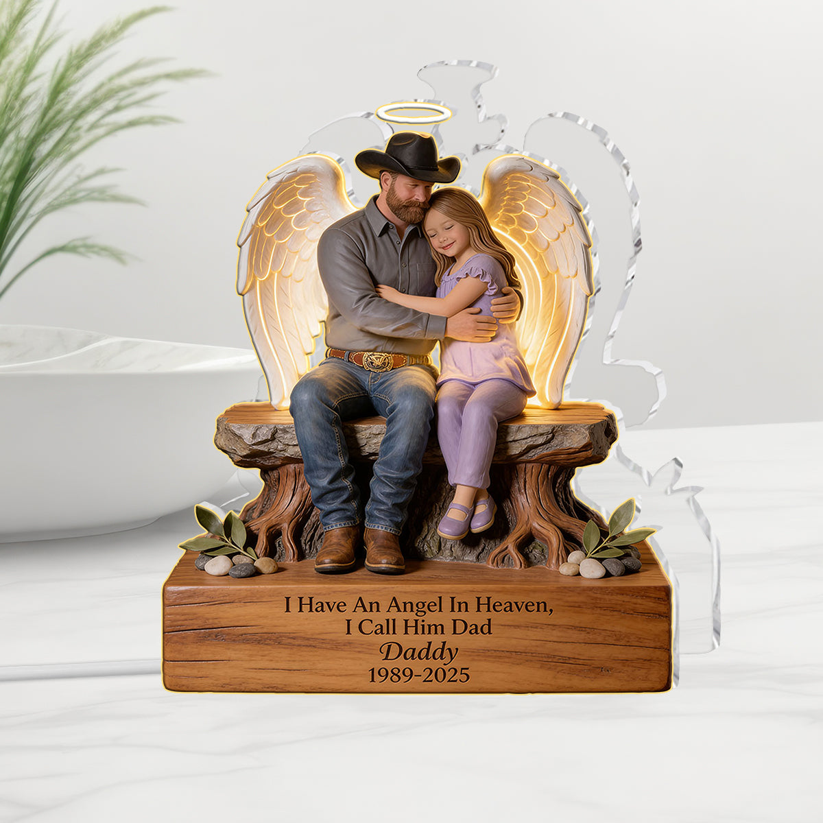 Personalized Memorial Older Black Woman Acrylic LED Night Light 1956-2026 Keepsake