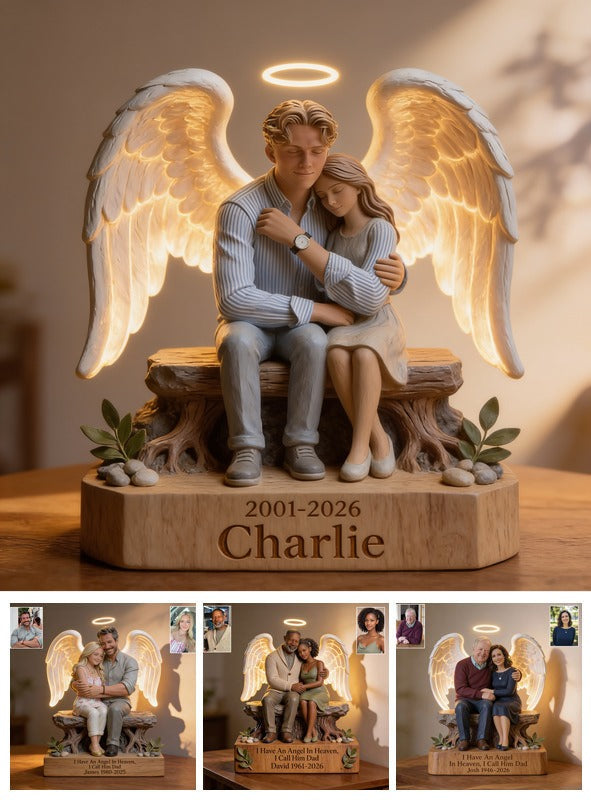 Personalized Memorial Angel Man 2001-2026 Acrylic LED Night Light