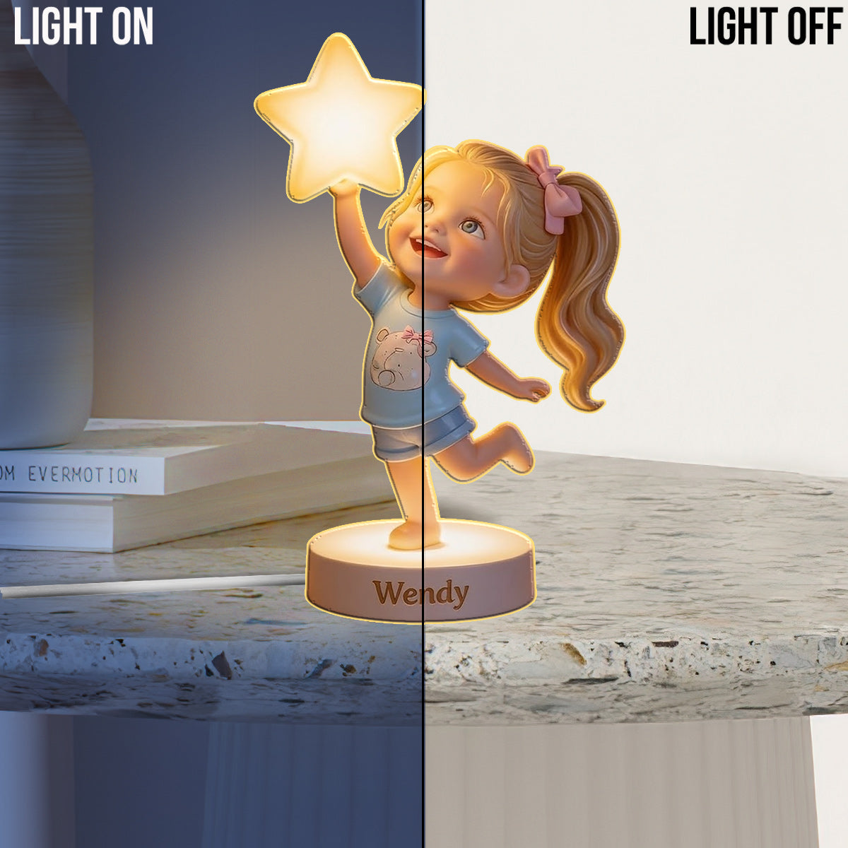 Personalized Black Little Boy Acrylic LED Night Light Son Grandson Nephew Gift