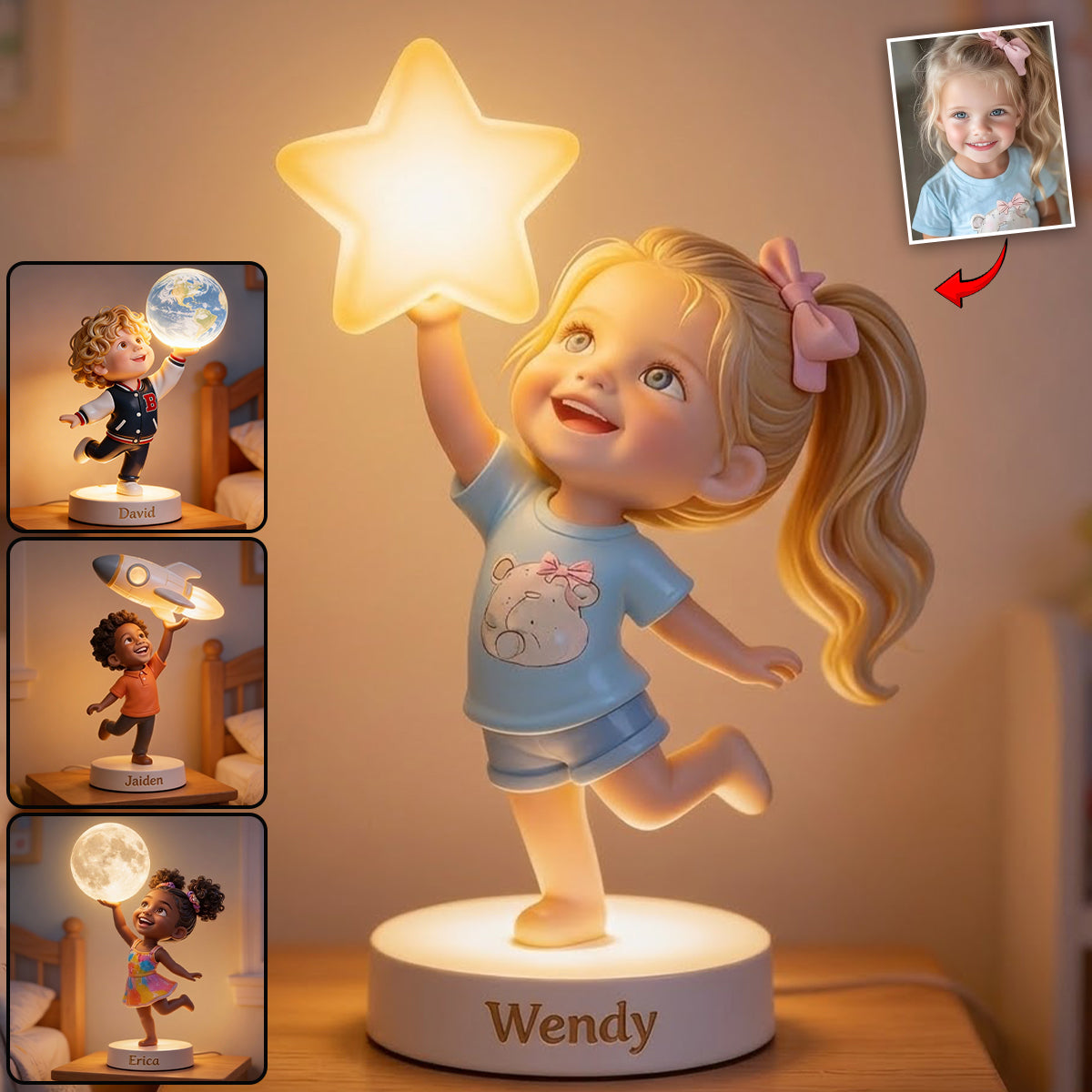 Personalized Latino Little Boy Acrylic LED Night Light Gift For Son Grandson Nephew