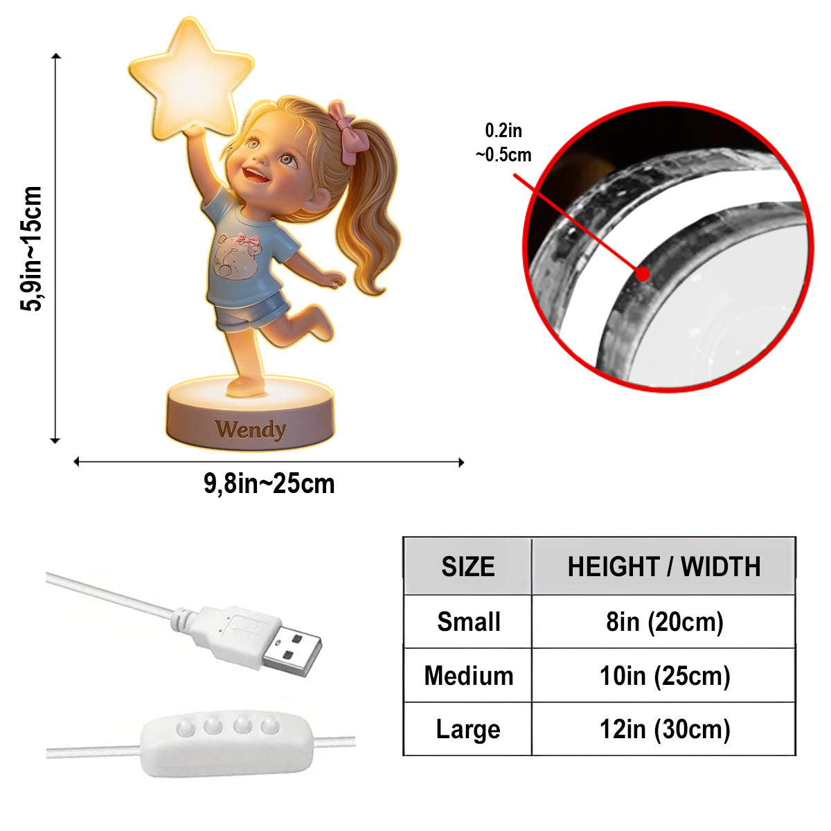 Personalized Latina Little Girl Acrylic LED Night Light Gift for Daughter Granddaughter Niece