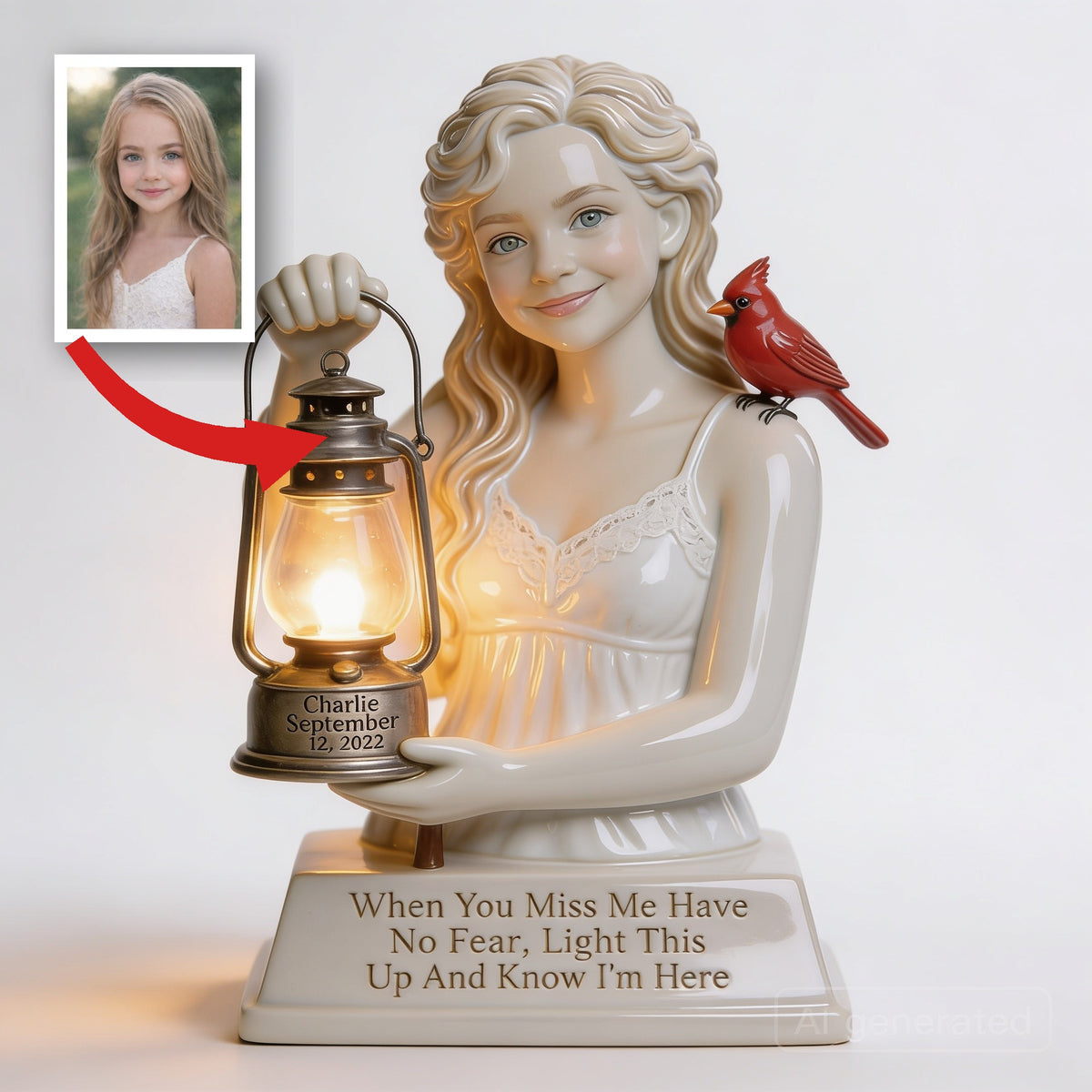 Personalized Little Girl Memorial Acrylic LED Night Light Remembrance Gift