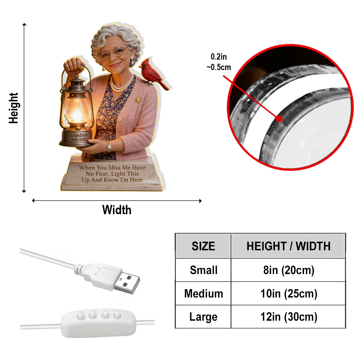 Personalized Middle-Aged Latina Woman Memorial LED Night Light Mom Wife Keepsake Gift