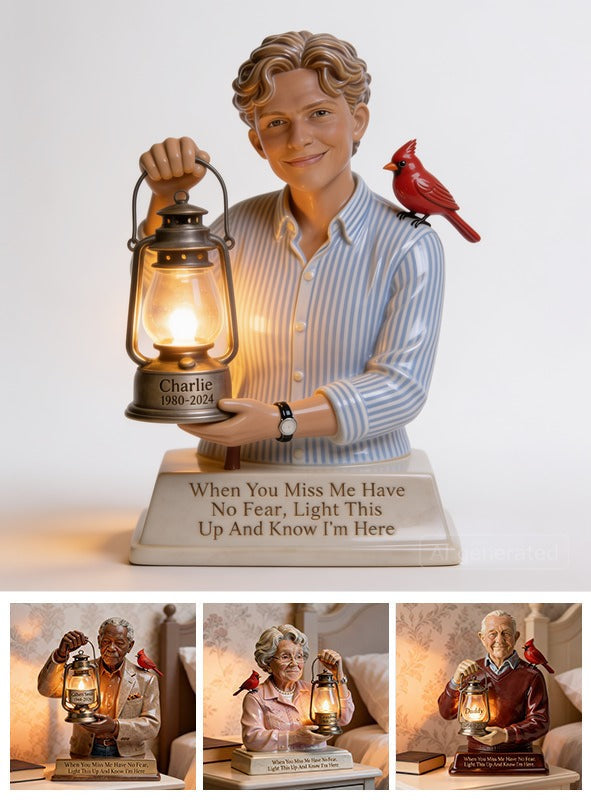 Personalized 1980-2024 Memorial Man Lantern Statue LED Night Light