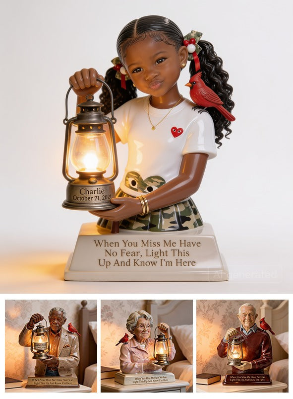 Personalized Black Little Girl Memorial Acrylic LED Night Light