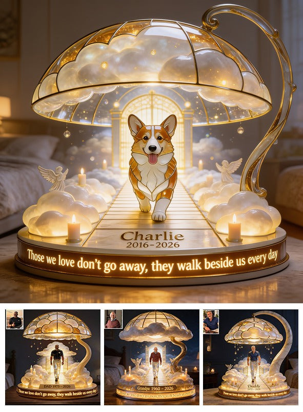Personalized Adult Tan & White Pembroke Welsh Corgi Memorial Acrylic LED Night Light