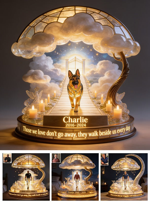 Personalized Memorial Black and Tan Adult German Shepherd Acrylic LED Night Light Dog Remembrance Gift