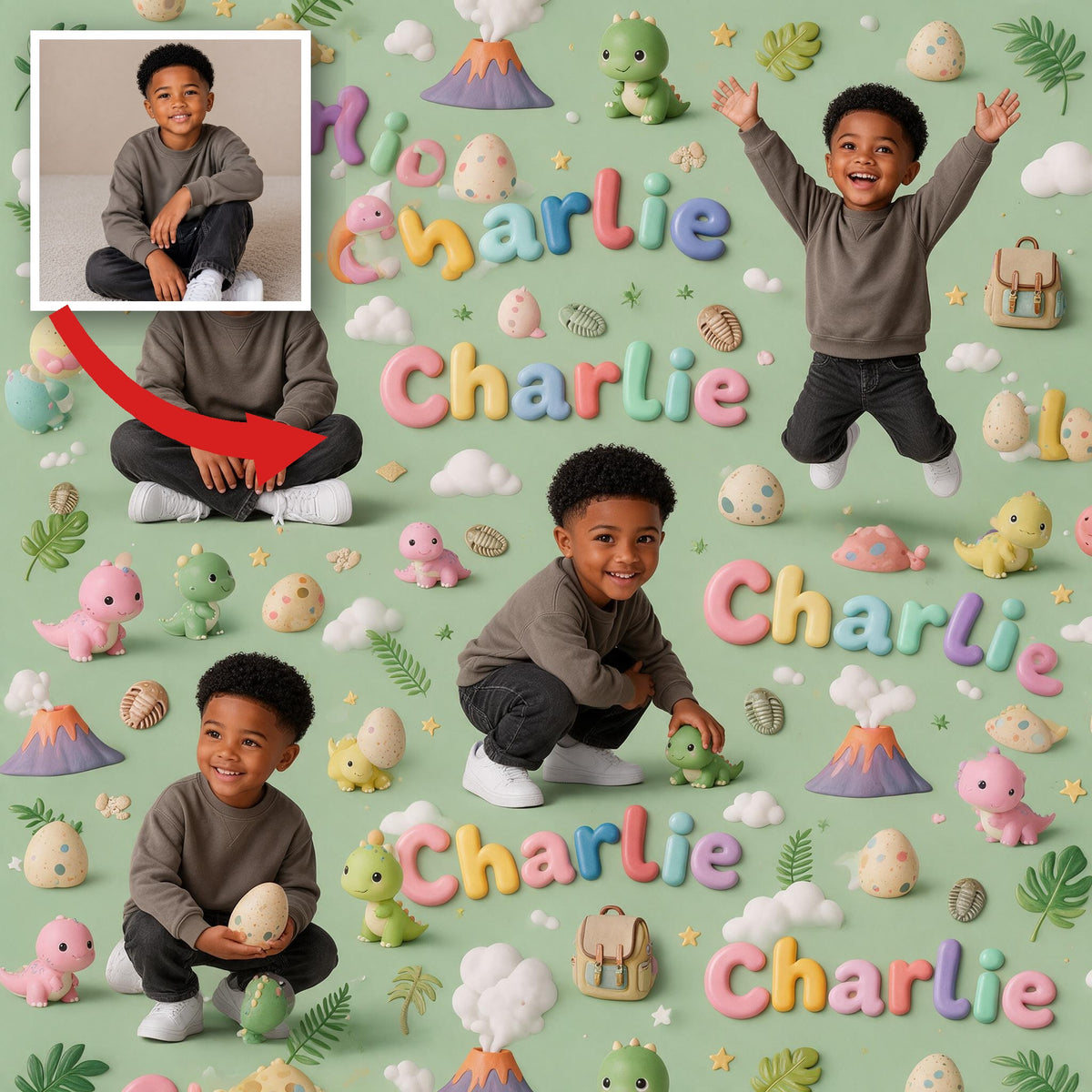 Personalized Black Little Boy Wrapping Paper Gift for Son Grandson Nephew