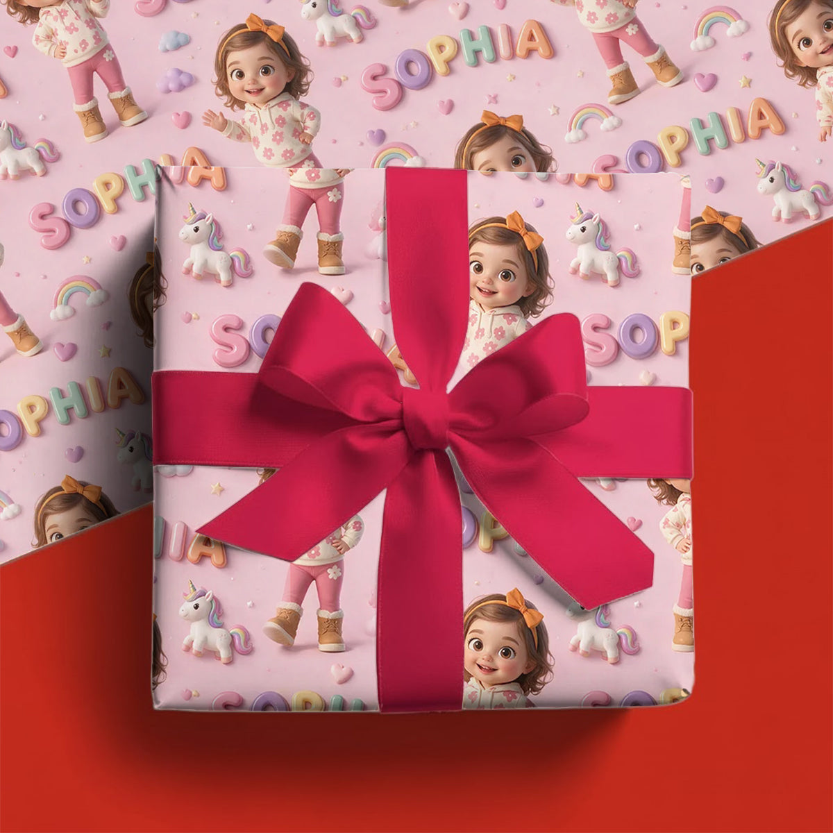 Personalized Little Girl Wrapping Paper Gift Wrap for Daughter Granddaughter Niece
