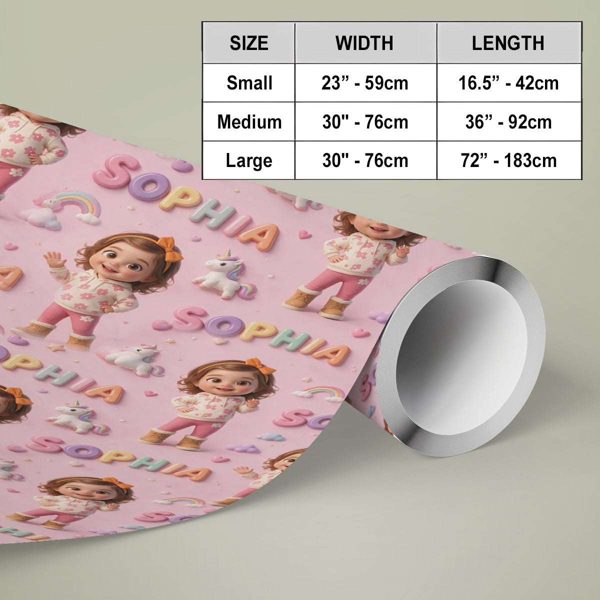 Personalized Latina Little Girl Wrapping Paper, Gift Wrap for Daughter Granddaughter Niece