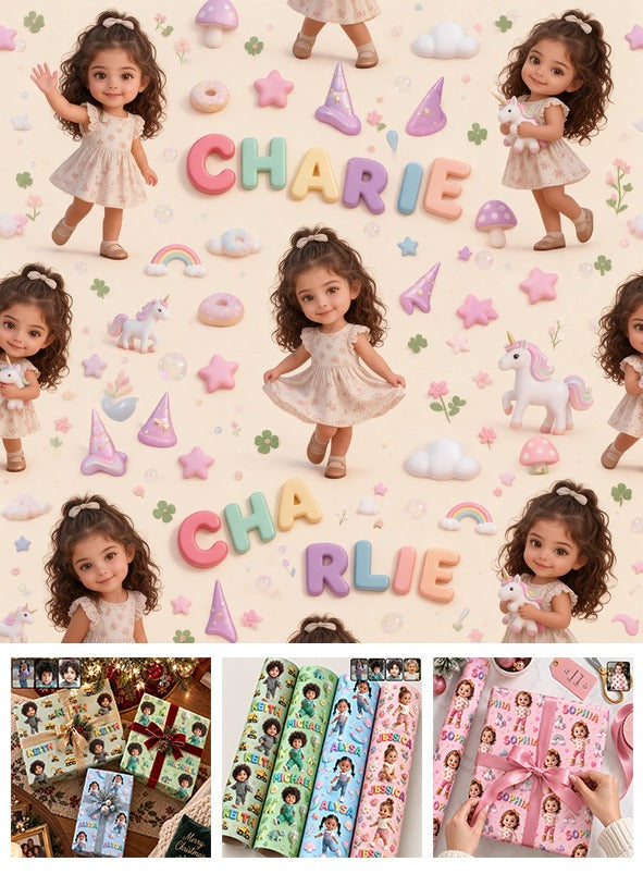 Personalized Latina Little Girl Wrapping Paper, Gift Wrap for Daughter Granddaughter Niece